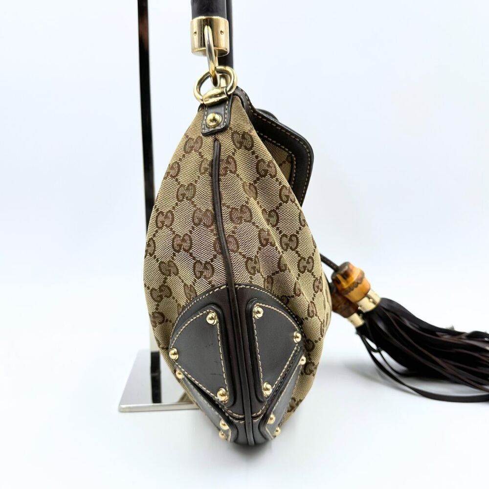 Gucci Indy GG Canvas Bamboo Shoulder Bag - Picture 5 of 10